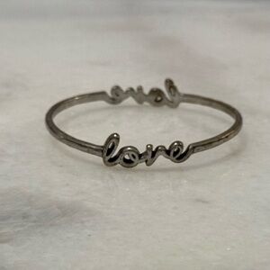 ✔️Love Script Silver Bangle Bracelet - Women's Jewelry